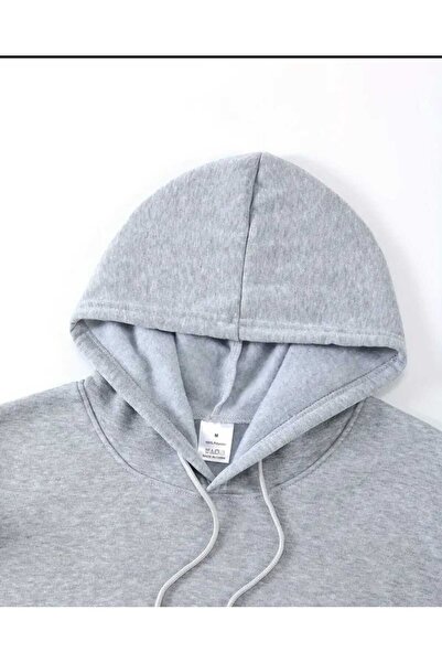 caddekombin Man Struggles Printed Hooded Pocket Inside Wool Gray Sweatshirt
