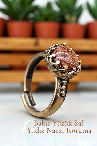 NBS Beautiful Naturel Stones Ring Pure Copper Adjustable Star Stone Special Design (Daily, Gift, Special Occasions)