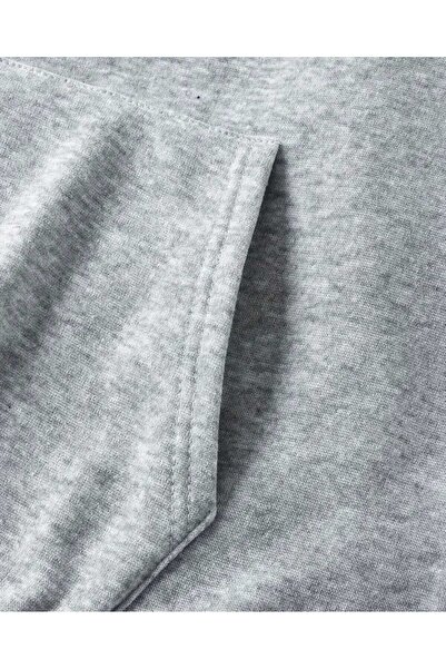 caddekombin Hibiscus Printed Hooded Pocket Cotton Gray Sweatshirt