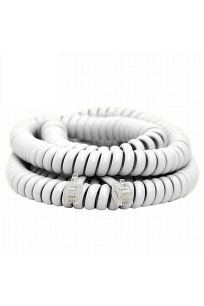 Dali Spiral Telephone Cord, Modular Jack 4P4C, 6m Length, White