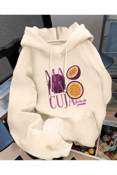 caddekombin Hanorac cu glugă cu imprimeu Maracuja, cu buzunar, cu interior di...