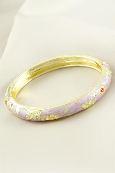 Genel Markalar Çiçek İşlemeli Mineli Kelepçe Bileklik