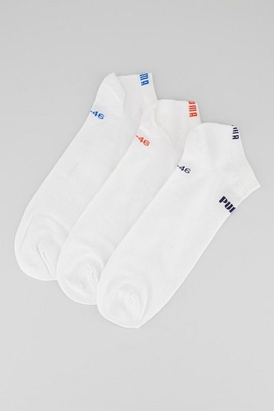 Puma Unisex Ankle Socks Set - 3 Pairs White/Red Size 43-46