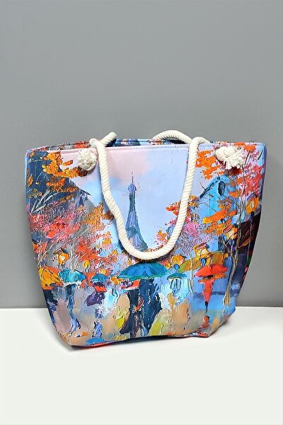 ZERO LAND SEPETIM Пляжна сумка з візерунком - світло-блакитна