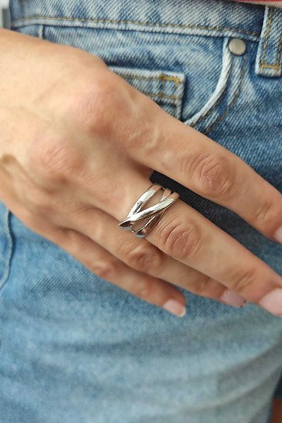 KYOLA DESİGN Spiral Silver Adjustable Women's Ring