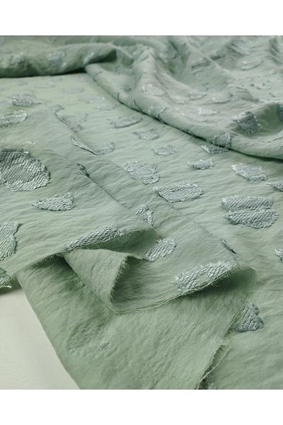 Kumaş Parça 3D Aerobin brodat în 85% viscoză 15% sintetic pastel verde deschis (lățime 150 cm x lungime 280 cm)