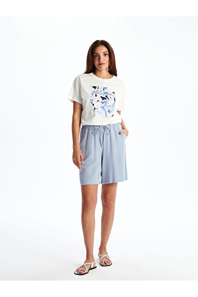 LC Waikiki Özmarka New Season Elastic Waist Linen Blend Women's Shorts