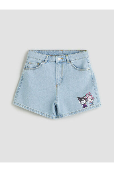 LC Waikiki Sparkling Choices by Shining Store Kuromi Printed Girls' Jean Shorts