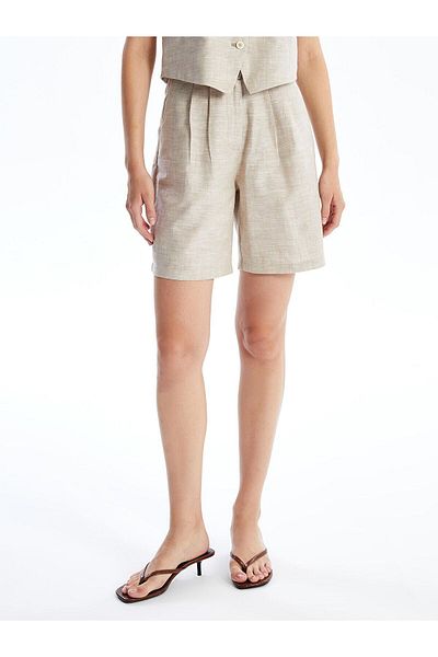 LC Waikiki Ecru Linen Look City Σορτς Bg110S