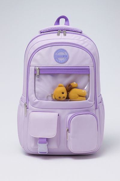 NEMO BAGS Lilac Kawaii Korean Style Backpack, Waterproof Teddy Bear School Bag, 40X28X18Cm