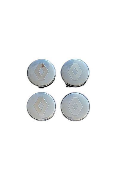 Renault Set 4 capace de jantă 60 mm argintii, compatibile/de schimb pentru jante din aliaj