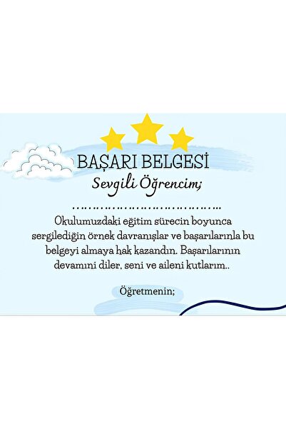 Rana İkra Art Mavi Renkli Başarı Belgesi (25 Adet) (17 CM × 24 CM)