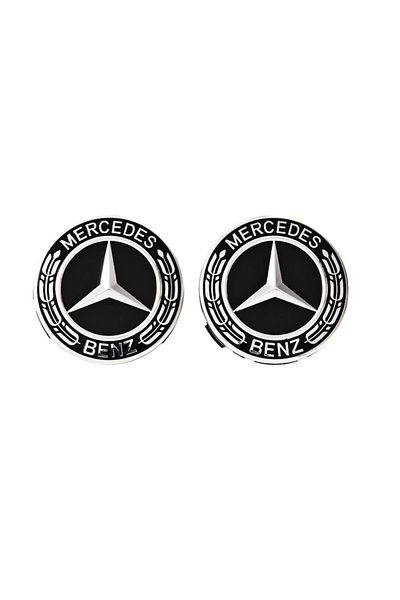 MERCEDES Set 2 capace centrale negre pentru jante din aliaj Mercedes-Benz, 75 mm