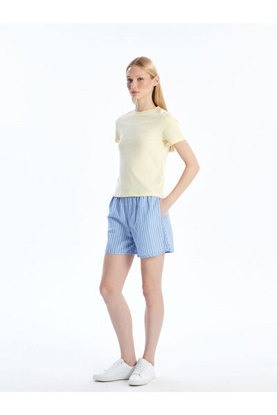 LC Waikiki Nevavm Striped Women's Shorts with Elastic Waist