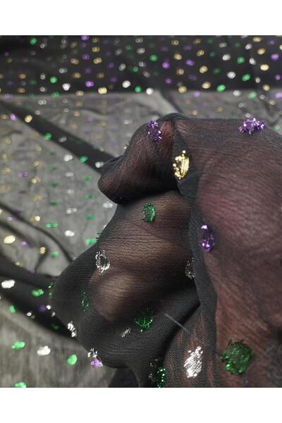 Kumaş Parça Μαύρο σιφόν με γκλίτερ (Πλάτος 140 cm x Μήκος 150 cm)