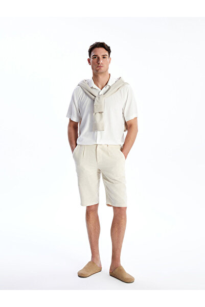 LC Waikiki شورت رجالي من مزيج الكتان ذو قياس قياسي من Özmarka للموسم الجديد