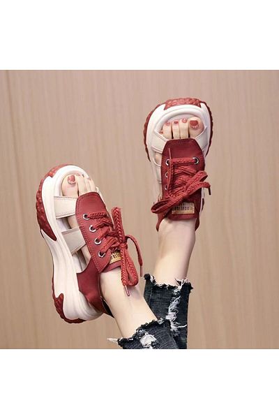 None Thick-soled Casual Sandals Summer New Peep Toe Non-slip Lace-up Versatile Sneakers