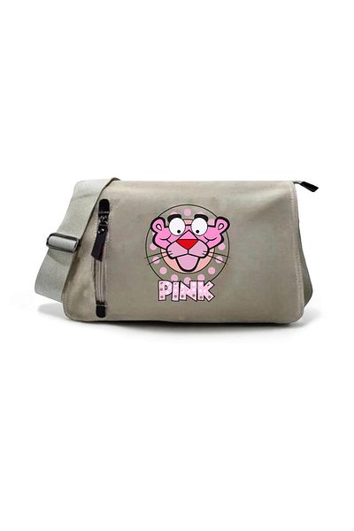DEEFWEAR Beige Ctute Pink Panther Printed Back to School Messenger Bag