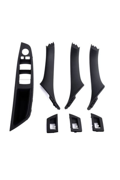 MAF Set manere interior fata spate, ornament butoane, Compatibil BMW seria 5 F10/F11, 2009-2017, Negru