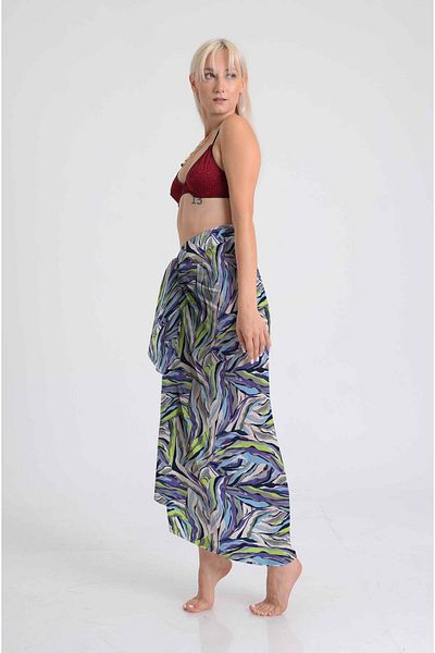 DESENİX Modern Leaf Pattern Beach Dress with Tropical Brush Effect |   100X145Cm |   Chiffon or Luxury Satin