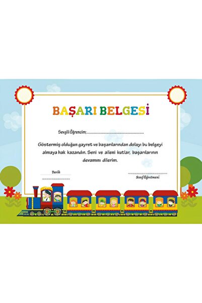 Rana İkra Art Tren Temalı Başarı Belgesi (25 Adet) (17 CM × 24 CM)