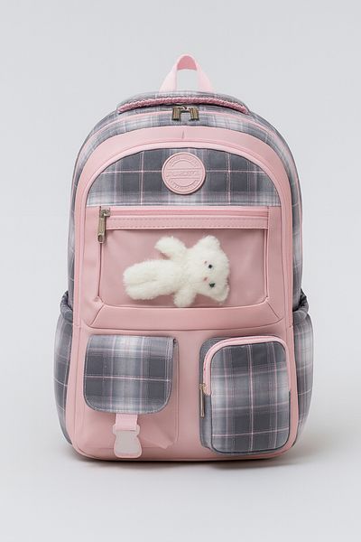 NEMO BAGS Black Powder Kawaii Korean Style Pattern Backpack, Waterproof Teddy Bear School Bag, 40X28Cm