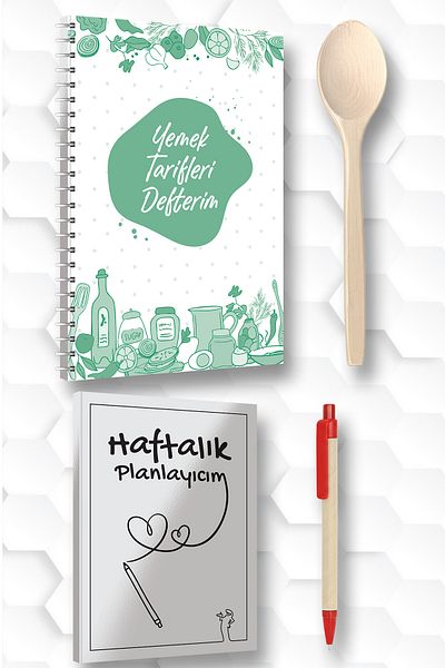 Saydam Yayınları Cooking Recipes Notebook 150 Sheets 170*24 Size with Spoon Pen Gifts