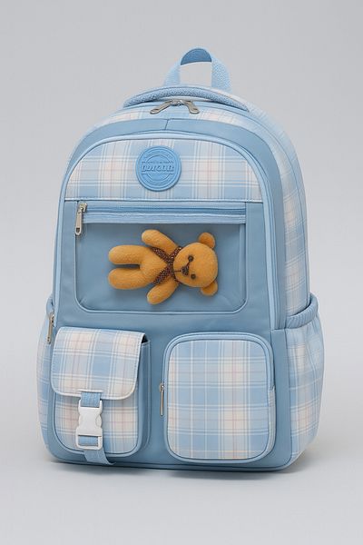 NEMO BAGS Turquoise Kawaii Korean Style Backpack, Waterproof Teddy Bear School Bag, 40X28X18Cm