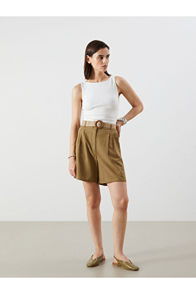 LC Waikiki شورت نسائي من مزيج الكتان بحزام خصر من Peak New Season