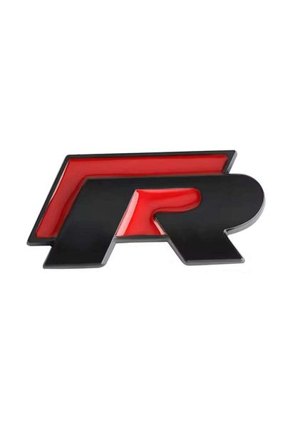 MAF R LINE Emblem for Volkswagen Metal Self-Adhesive Black Red