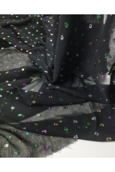 Kumaş Parça Μαύρο σιφόν με γκλίτερ (Πλάτος 140 cm x Μήκος 150 cm)