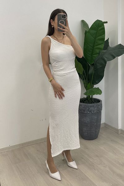Nazline Women's One Shoulder Midi Length Dress