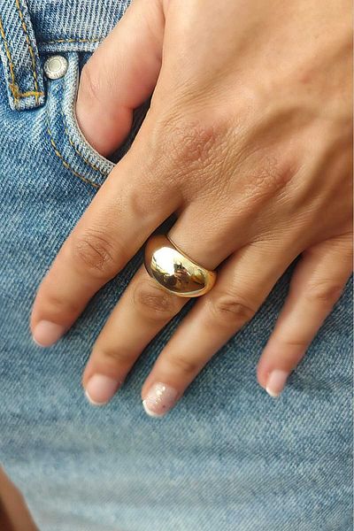 KYOLA DESİGN Bombeli Gold Adjustable Women's Ring