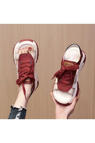 None Thick-soled Casual Sandals Summer New Peep Toe Non-slip Lace-up Versatile Sneakers