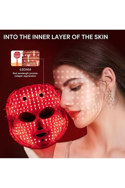 Bicchoo LED Face Mask 7 Color Light Therapy Collagen,Face Care Treatment Anti Acne Therapy Whitening Mask