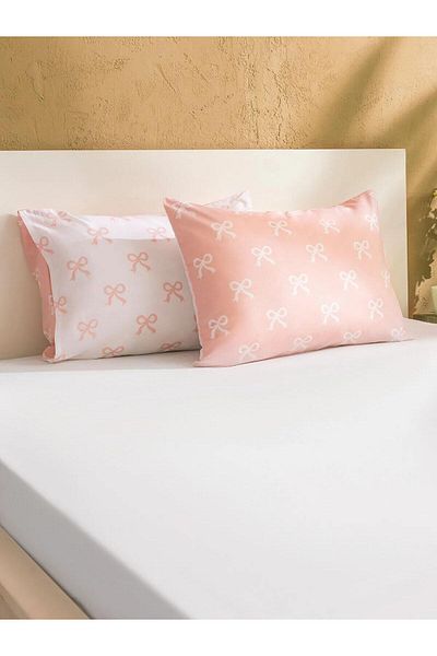 LC Waikiki Lcw Home Bow Printed Pillow Case 2 Pcs 50X70 cm (W5)