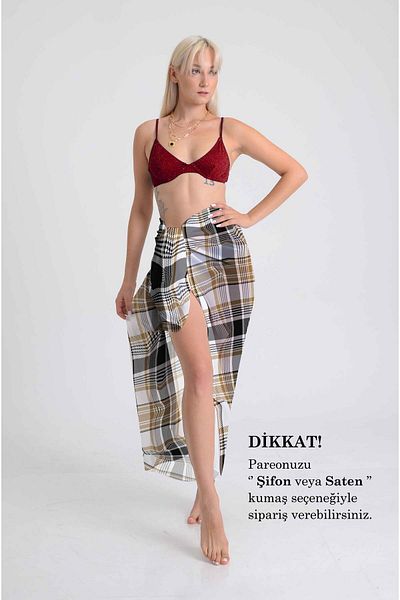 DESENİX Classic Plaid Pattern |   100X145Cm |   Soft Chiffon & Satin