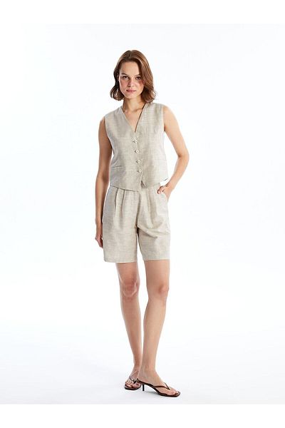 LC Waikiki Ecru Linen Look City Σορτς Bg110S