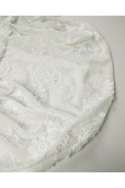 Kumaş Parça Sifon alb tridimensional Latime: 140