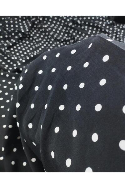 Kumaş Parça Чорна вуаль з віскози в білий горошок (ширина 130 см x довжина 39...