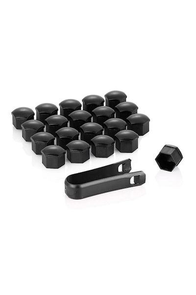 FLAAM Set 20 wheel nut caps, 19 mm plus cap removal key, black