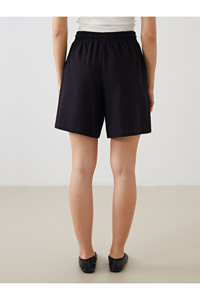 LC Waikiki Lcw Women's Shorts with Elastic Waist and Linen Blend