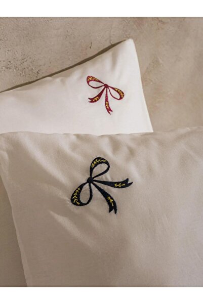 LC Waikiki Lcw Home Bow Embroidered Pillow Case 2 Pcs 50X70 cm (W5)