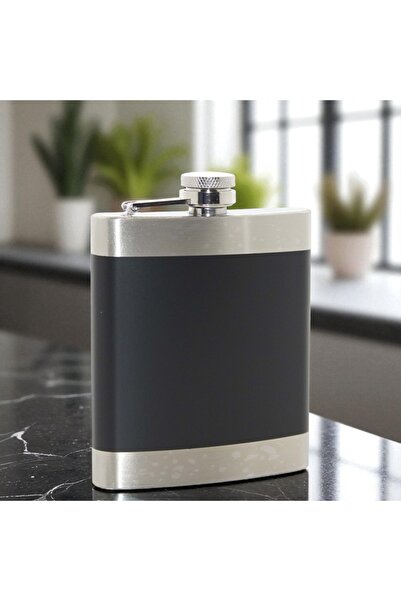 Kuzey Tacı Stainless Steel Black-Metal Detailed Flask – 230 ml Vip