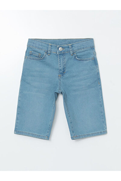 LC Waikiki Pantaloni scurți din denim pentru băieți LCW Kids cu talie elastic...