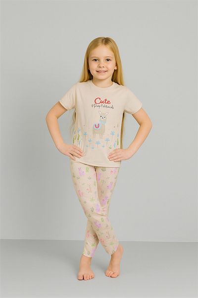 vitmo Girl's 3-Piece 100% Cotton Pajama Set for 7-8-9 Years Old Model:122
