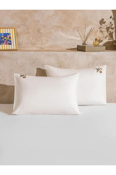 LC Waikiki Lcw Home Embroidered Cotton Pillow Case 2 Pcs 50X70 cm (W5)