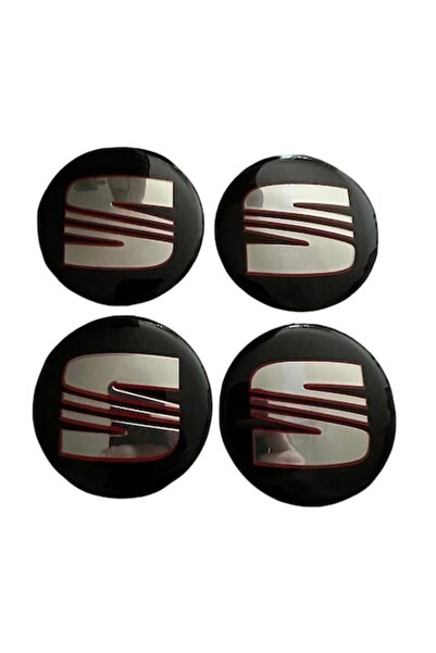 MAF Set 4 embleme stickere abtibild Seat negre din tabla (aluminiu) autoadezi...