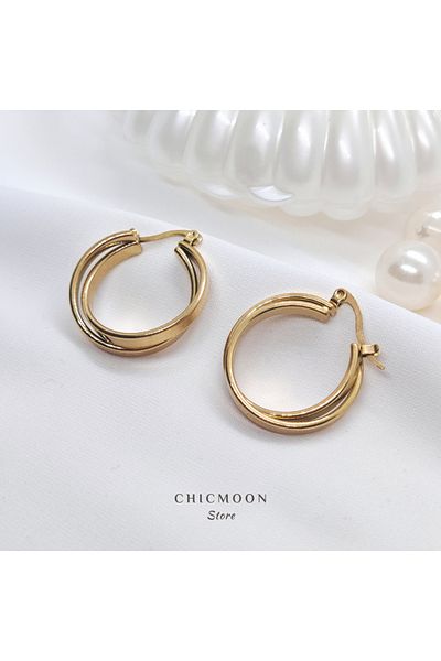 CHICMOON STORE Steel Gold Color Multiple Hoop Earrings