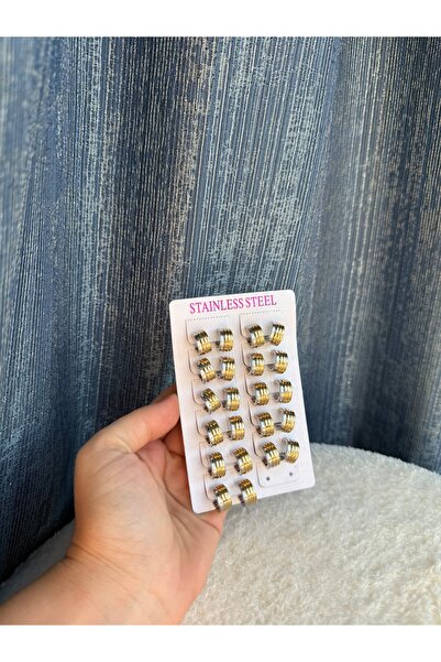 Chic Charms 1 Çift Paslanmaz Çelik Kaliteli Klipsli Yuvarlak Gold Gümüş Küpeler